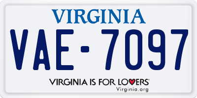 VA license plate VAE7097