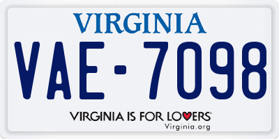 VA license plate VAE7098