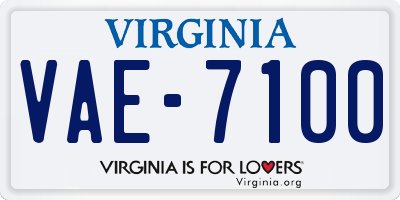 VA license plate VAE7100