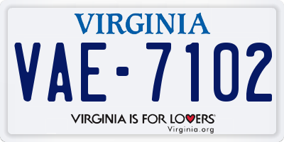 VA license plate VAE7102