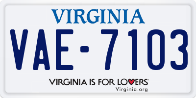VA license plate VAE7103
