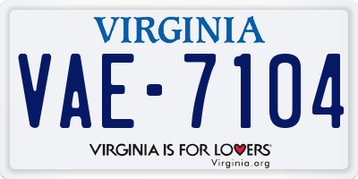 VA license plate VAE7104