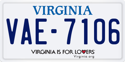 VA license plate VAE7106