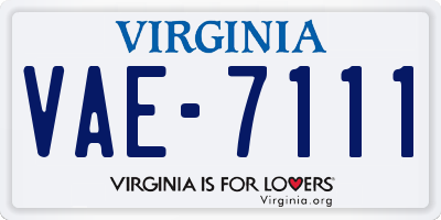 VA license plate VAE7111