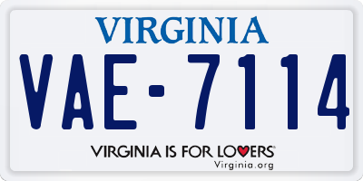 VA license plate VAE7114