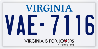 VA license plate VAE7116