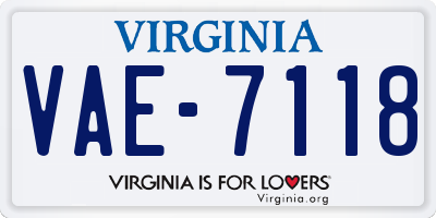 VA license plate VAE7118
