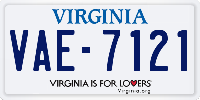 VA license plate VAE7121