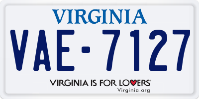 VA license plate VAE7127