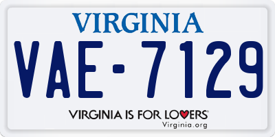VA license plate VAE7129