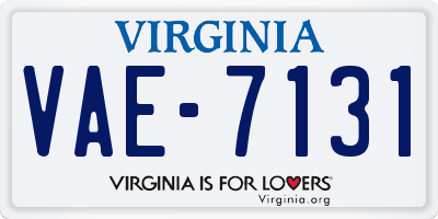 VA license plate VAE7131