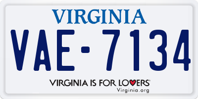 VA license plate VAE7134