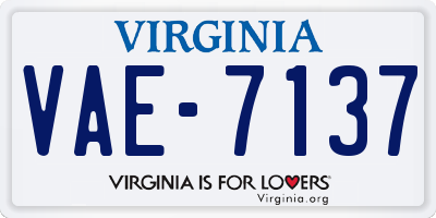 VA license plate VAE7137