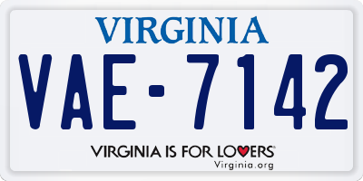VA license plate VAE7142