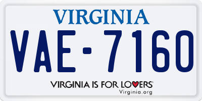 VA license plate VAE7160