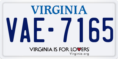 VA license plate VAE7165