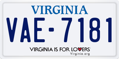 VA license plate VAE7181