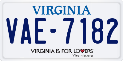 VA license plate VAE7182