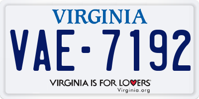 VA license plate VAE7192