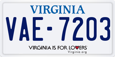 VA license plate VAE7203