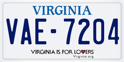 VA license plate VAE7204