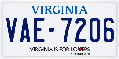 VA license plate VAE7206