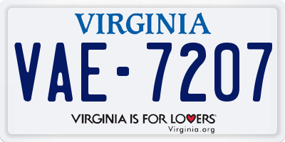 VA license plate VAE7207