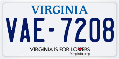 VA license plate VAE7208