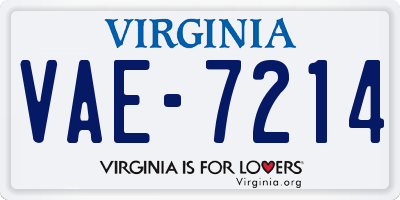 VA license plate VAE7214