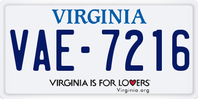 VA license plate VAE7216
