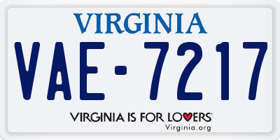 VA license plate VAE7217