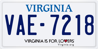 VA license plate VAE7218