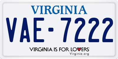 VA license plate VAE7222