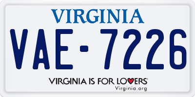 VA license plate VAE7226