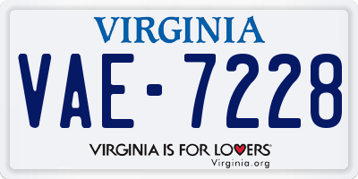 VA license plate VAE7228
