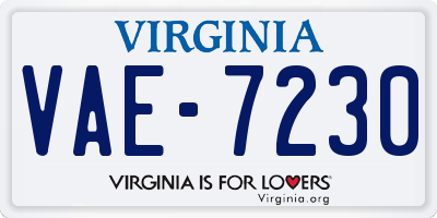VA license plate VAE7230