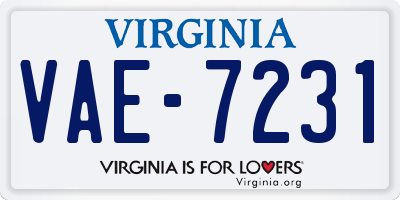 VA license plate VAE7231