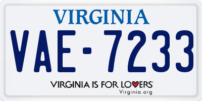 VA license plate VAE7233