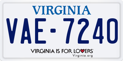 VA license plate VAE7240