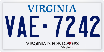 VA license plate VAE7242