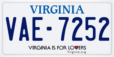 VA license plate VAE7252