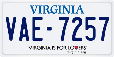 VA license plate VAE7257