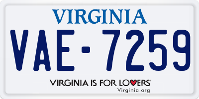 VA license plate VAE7259