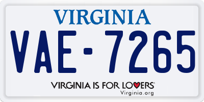 VA license plate VAE7265