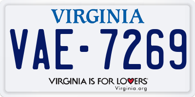 VA license plate VAE7269