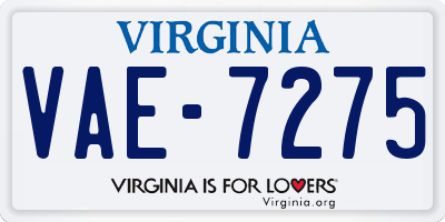 VA license plate VAE7275