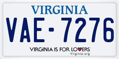 VA license plate VAE7276