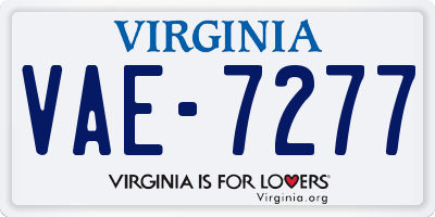 VA license plate VAE7277
