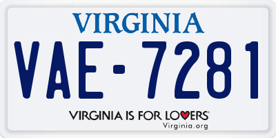 VA license plate VAE7281