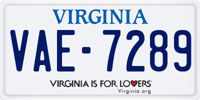 VA license plate VAE7289